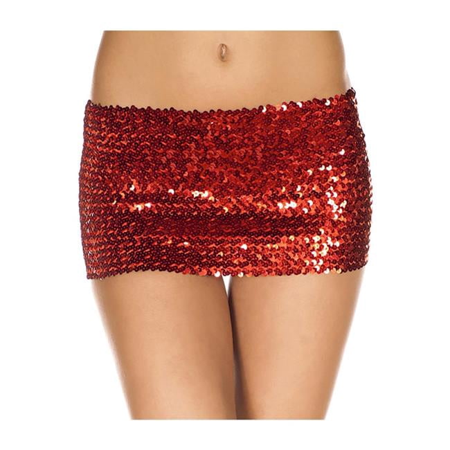 Music Legs 155-RED Sequined Mini Skirt 