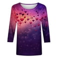 thumbnail image 5 of Mifsaly Valentine Shirts for Women Loose Tunic 3/4 Sleeve Heart Print Tshirts Plus Size Fashion Girlfriend Gifts Blouse Lightweight Going Out Pullover Tops Spring Summer Loungewear XXL, 5 of 5