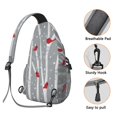 thumbnail image 3 of Sling Backpack,Gray Christmas Cardinal Bird Pattern Sling Bag with Water Bottle Holder,Waterproof Sling Bag for Men/Women with Headphone Jack for Hiking,Travel, 3 of 6