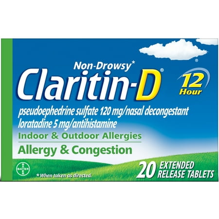 Claritin-D Allergy Medicine, 12 Hour Non-Drowsy Allergy & Nasal Congestion Tablet, 20 Ct