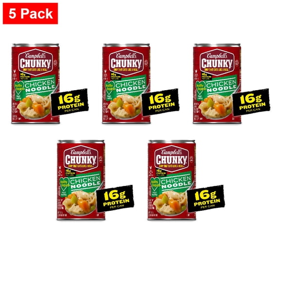 Campbells Chunky Healthy Request Chicken Noodle Soup Can 18.6 oz - 5 Pack