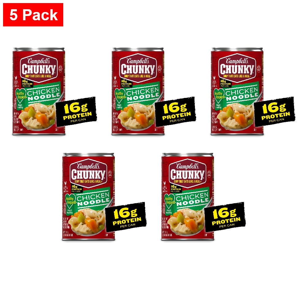Campbells Chunky Healthy Request Chicken Noodle Soup Can 18.6 oz - 5 Pack