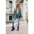 thumbnail image 6 of XCHQRTI Plaid Pocket Shirt for Women Lapel Button Down Blouse Casual Long Sleeve Tops, 6 of 7