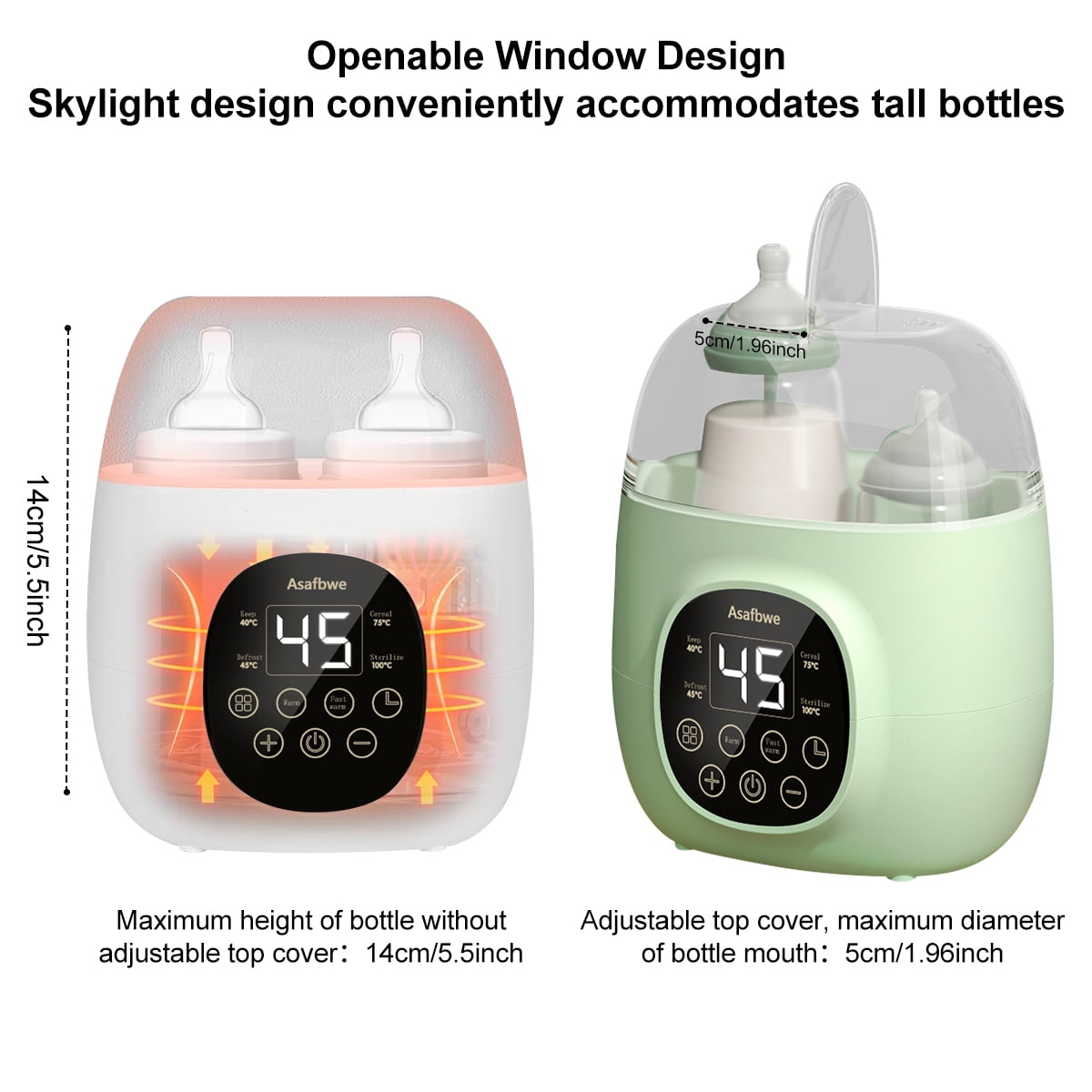 Baby Bottle Warmer, Bottle Sterilizer, 7-in-1 Fast Bottle Warmer Food Heater & Defros, Green