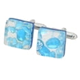thumbnail image 3 of GlassOfVenice Murano Glass Venetian Classic Square Cufflinks - Aqua Silver, 3 of 4
