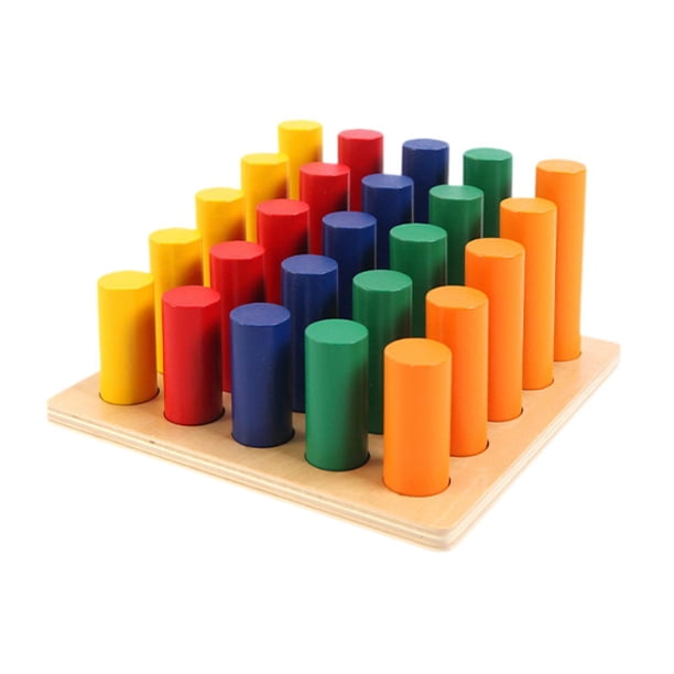 Cilindros de madera bloques de aprendizaje preescolar clasificación de color de color educativo juguete de madera para niños preescolares 2 3 años