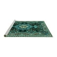 thumbnail image 2 of Ahgly Company Machine Washable Indoor Round Medallion Turquoise Blue Traditional Area Rugs, 6' Round, 2 of 4