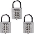 thumbnail image 1 of HUGFEGWE 10 Digit Combination Padlock Push Button Digital Lock for Suitcase Luggage Drawer Door Toolbox,Fixed Gym Cabinet Door Toolbox Padlock Gym Sports School and Employee Lock,Silver UA824-6860, 1 of 8