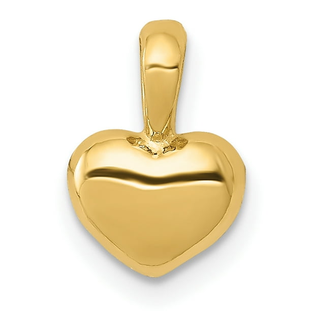 Carat In Karats 10K Yellow Gold Polished 3D Puffed Heart Pendant Charm (12mm x 8mm)