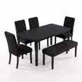 thumbnail image 4 of Home Design Guysaka 6-Piece Dining Set with Modern Rectangular Table, 4 Upholstered Corduroy Dining Chairs & Upholstered Bench, Black, 4 of 18