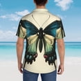 thumbnail image 4 of Sikiie Blue Black Butterfly Art Print Men's Hawaiian Shirt, Summer Beach Button Pocket Short Sleeve T-Shirt,X-Large, 4 of 7