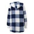 thumbnail image 6 of Letdown Womens Checkered Sherpa Jacket Plaid Long Sleeve Hoodies Coats Gingham Outwear with Pockets Loose Fit Winter warm Coat (Blue,L), 6 of 8