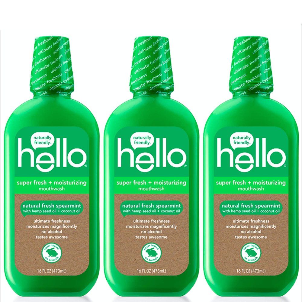 Hello Vegan + Alcohol Free Mouthwash, Family Farmed Super Fresh