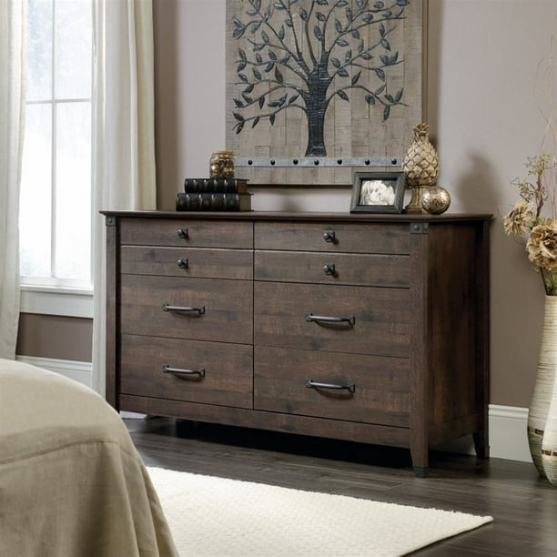 Sauder Carson Engineered Wood 6Drawer Double Dresser in Coffee