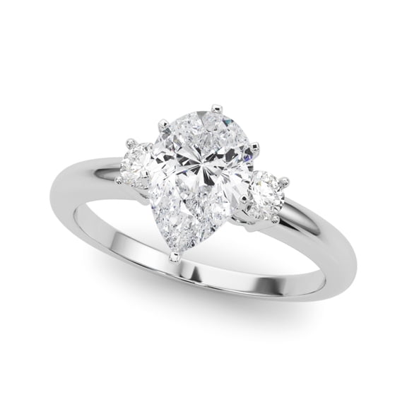 Silvago Jewelry 1.49 Ct Pear Cut Moissanite Ring - Three Stone Engagement Ring for Her - 14K White Gold Plated Wedding Jewelry