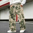thumbnail image 2 of GrmtClth Pants for Men Camouflage Print Wide Leg Loose Casual Sweatpants Adjustable Drawstring Elastic Waist with Patch Pockets S, 2 of 7