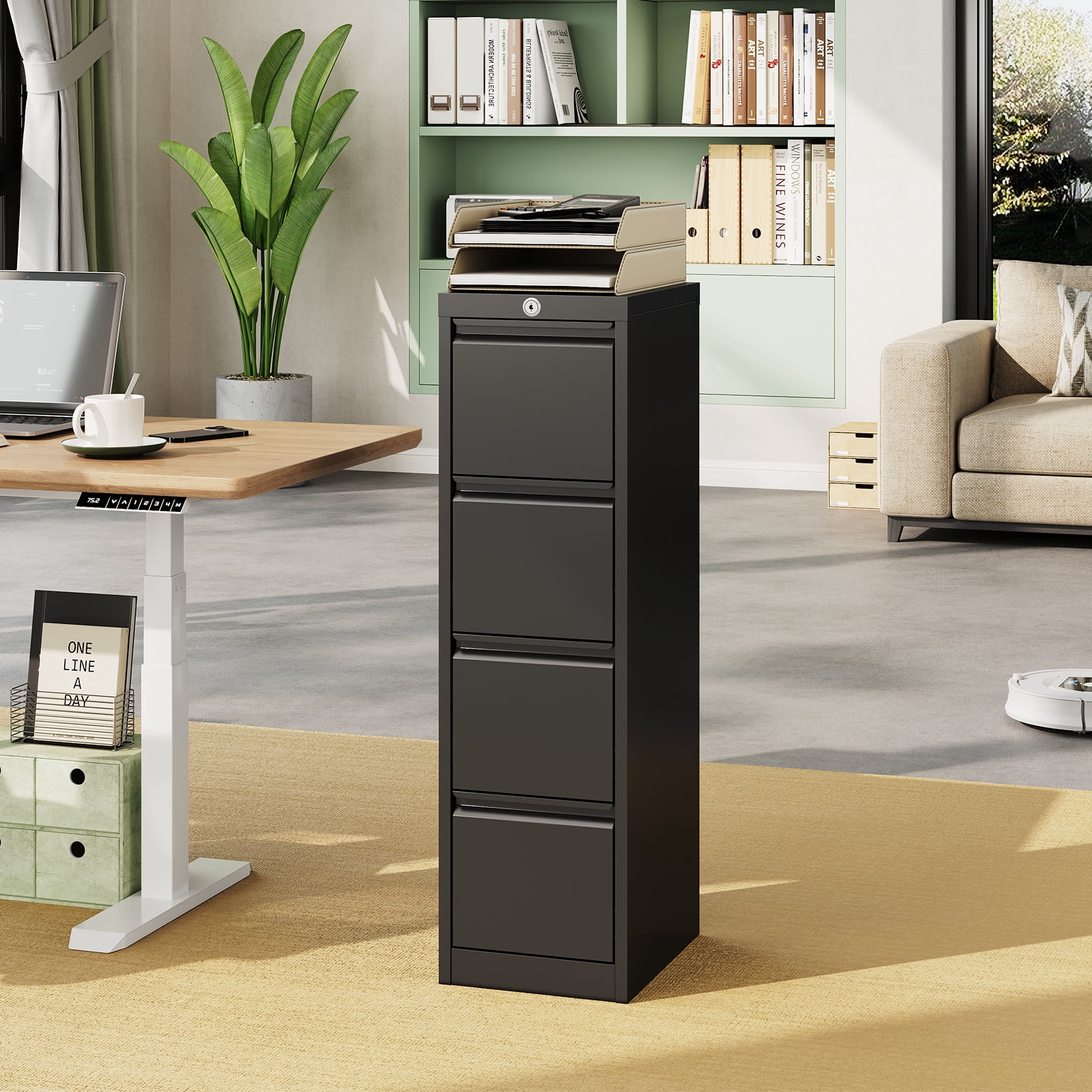Accreate 4 Drawer File Cabinet with Lock, Vertical Filing Storage Cabinet, Metal Filing Cabinets, Steel Lockable Storage Cabinets for Home Office, Legal/Letter Size File