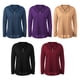 thumbnail image 5 of Camiseta casual para mujer, botón, sólido, cuello redondo, manga larga, otoño, blusa, blusa Abanopi Negro/3X-grande, 5 of 7