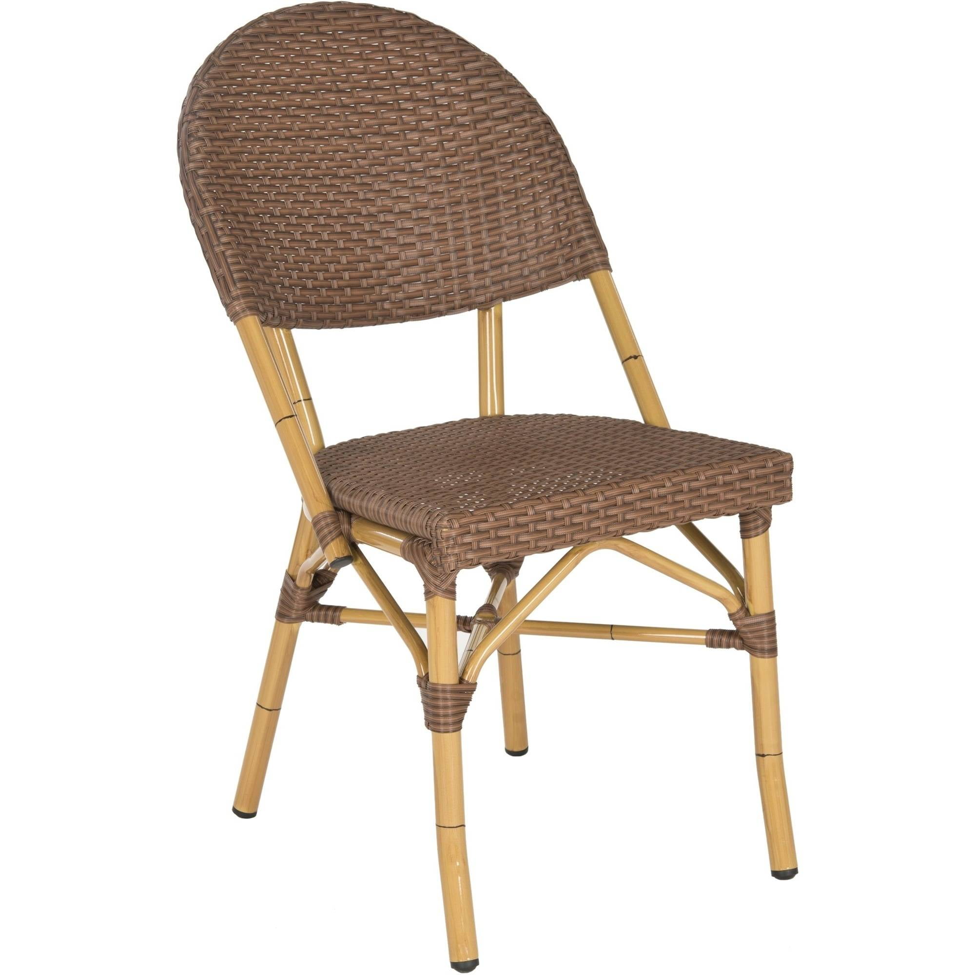 Safavieh Barrow Wicker Indoor-Outdoor Stacking Side Chair, Brown, Set of 2