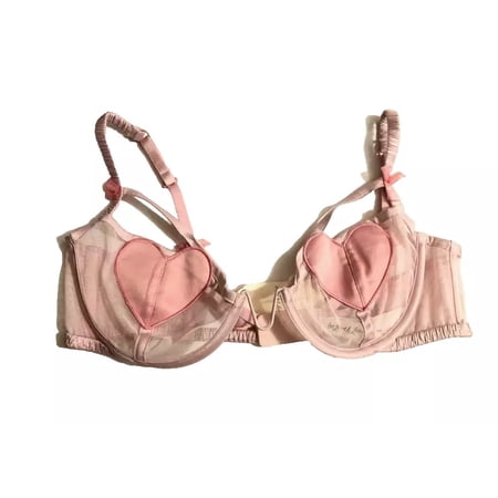VS For Love And Lemons Heart Underwire Bra Pink, Medium NWT