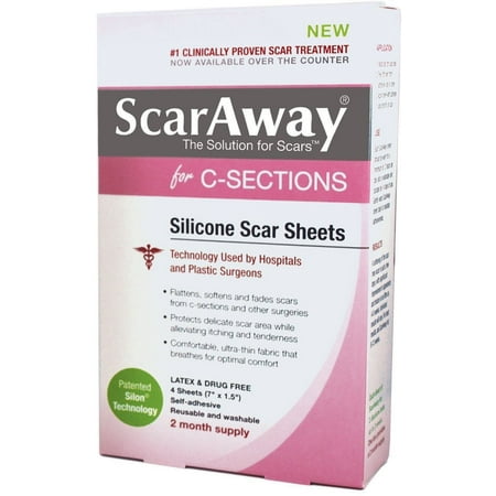 2 Pack - ScarAway for C-Sections, Silicone Scar Sheets 4 (Best C Section Scar Treatment)