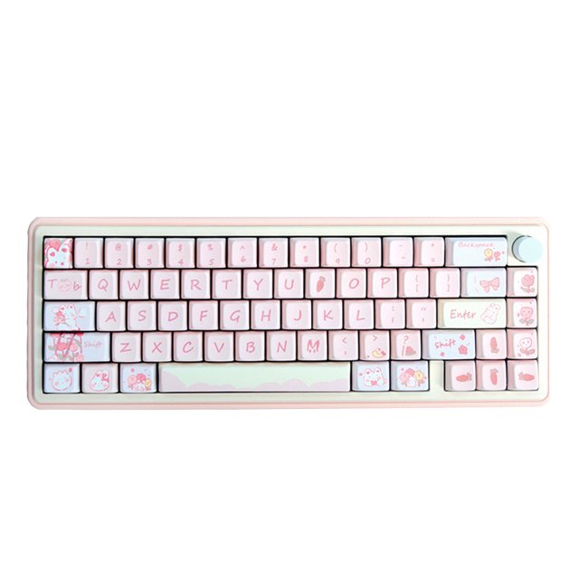 Kit de teclado mecánico de bricolaje con perilla de retroiluminación RGB (rosa con teclas) Ehuebsd Para estrenar