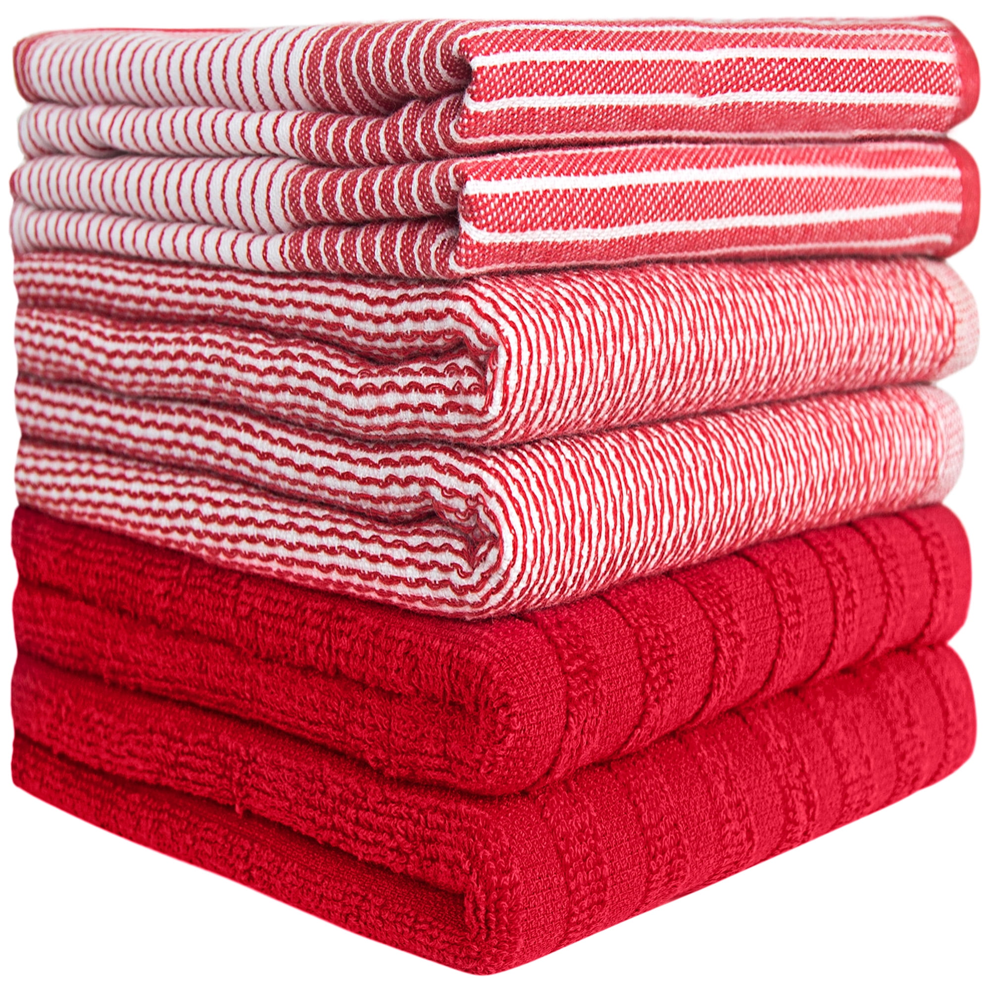 Infinitee Xclusives Premium Kitchen Towels – Pack of 6, 100% Cotton 15 x 25 Inches Absorbent Dish Towels - 425 GSM Tea Towel, Terry Kitchen Dishclot