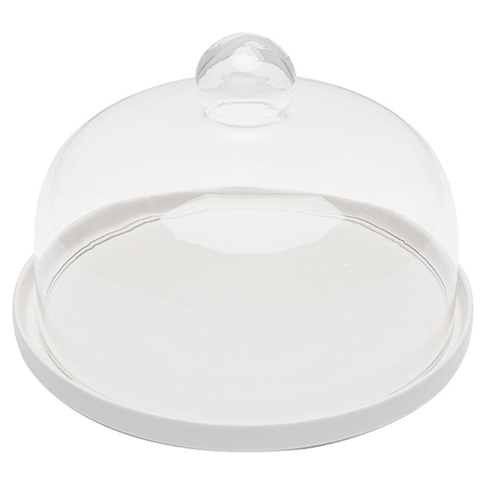 Cloche à Gâteau En Céramique Blanche Taille M - Présentoir Avec Couvercle Verre