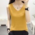 thumbnail image 2 of Womens Tank Tops V Neck Tank Tops Women's Plus Size Summer T-Shirts Solid Casual Loose Fitted Tunic Blouses Camisole Shirts New Yellow XXL, 2 of 4