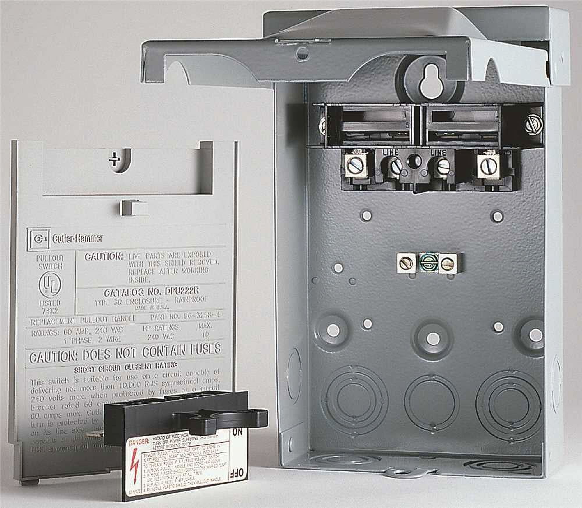 Eaton DPF222R 60 Amp 2 Fuse AC Disconnect RainTight Gray
