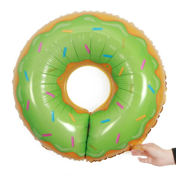 FESTFENDS Doughnut Foil Balloons 2Pcs Green Party Decorations For Birthday And Wedding