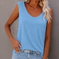 thumbnail image 2 of ClodeEU Women's Waffle Knit Crewneck Sleeveless Tank Top ,Solid Color Casual Cami Light Blue,Women's Plus L, 2 of 7