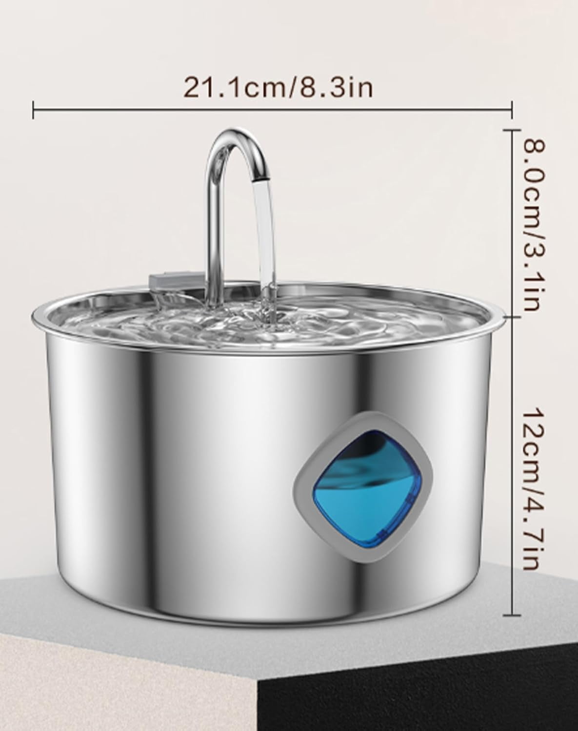 Water Fountain for Dogs, 108oz/3.2L Automatic Pet Drinking Water Dispenser, Stainless Steel Cat Water Bowl with Replacement Filters, Multi-Filtration, Ultra-Quiet Pump