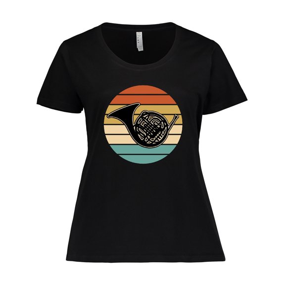 Inktastic French Horn Retro Music Gift Women's Plus Size T-Shirt