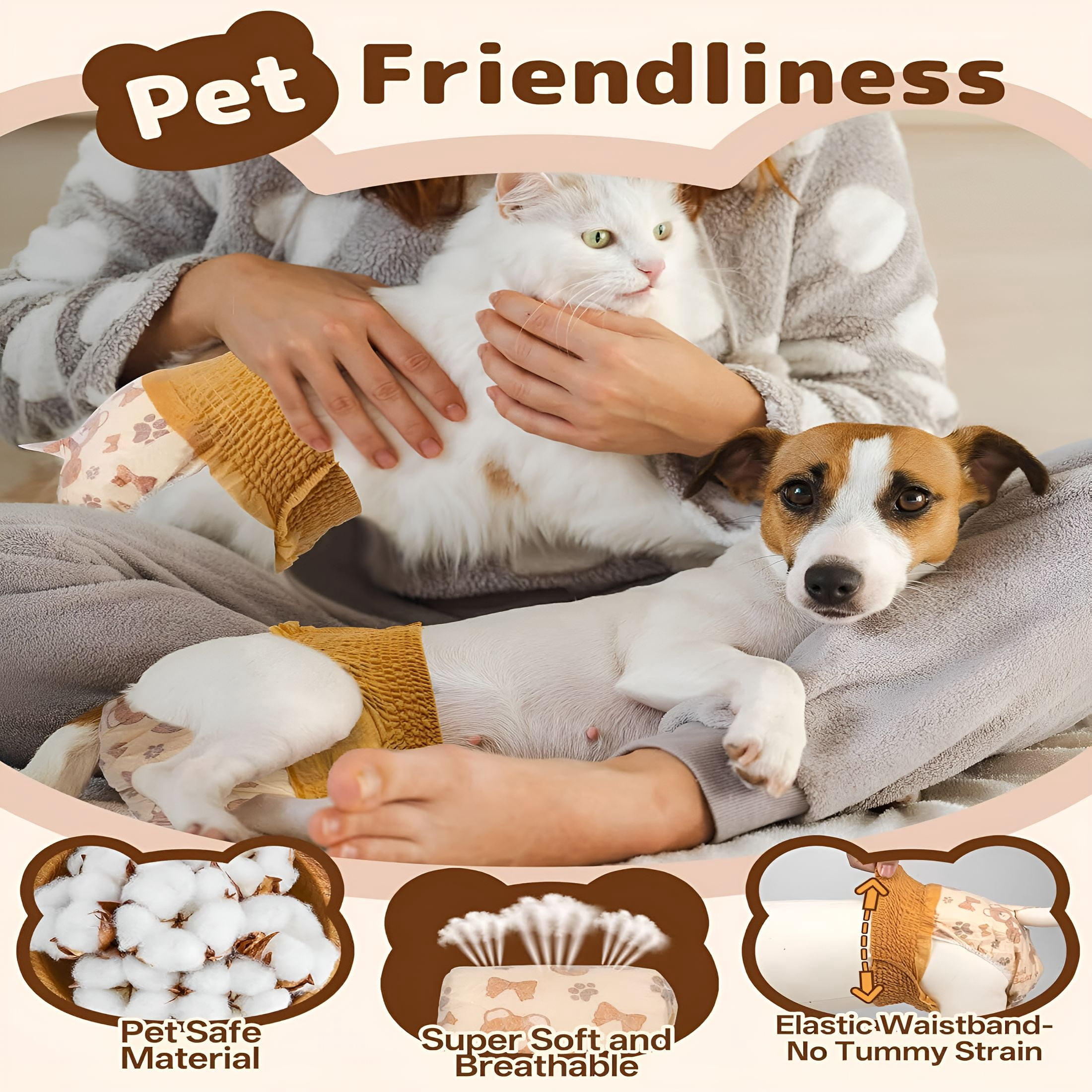 GASTROPOD Disposable Dog Diapers Female (20-60PCS), Pull it Up Doggie Diapers for Female Dogs with 360° Stretchy Waist, Doggy Diapers for Dog in Heat Period, Super Absorbent Leak-Proof Puppy Diapers