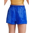 thumbnail image 4 of Sholeno Kids Girls Sequin Shorts Sparkly Hip Hop Jazz Dance Shorts Glitter High Waist Rave A Line Hot Pants Blue 16, 4 of 7