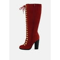thumbnail image 4 of STREET-SLAY Antique Eyelets lace up Knee Boots In Red, 4 of 6