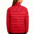thumbnail image 3 of Hxshgdsn Womens Lightweight Puffer Jacket Full Zip Stand Collar Coat Warm Winter Outerwear Red M, 3 of 5