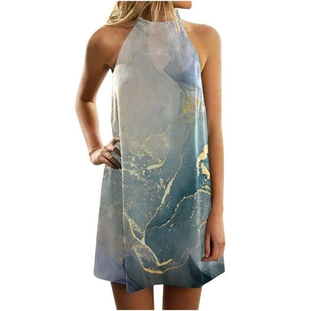 

Juebong Fashion Women Summer Casual Pullover Printing Sexy Sleeveless Mini Dress