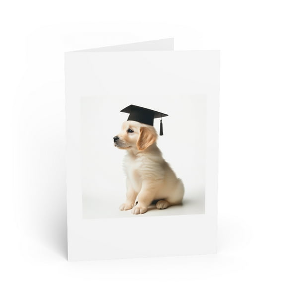 DistinctInk Greeting Card / Note Card - Golden Retriever Puppy Graduation - PACK of 25