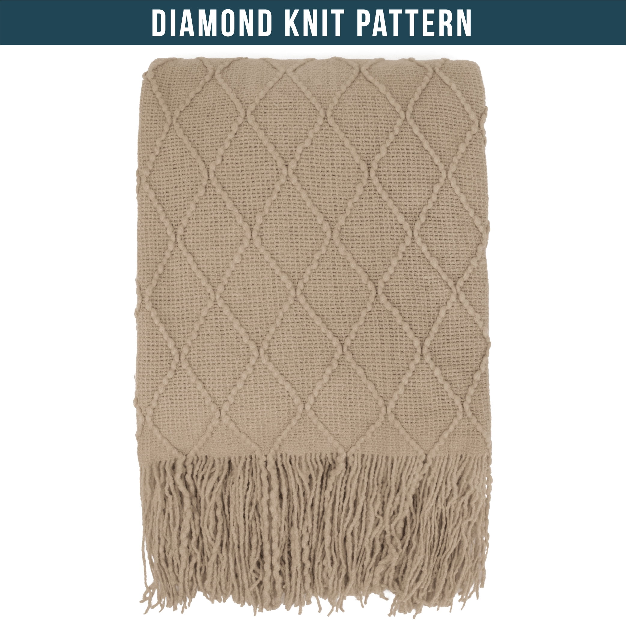 PAVILIA Tan Taupe Knit Throw Blanket for Couch Bed, Soft Knitted Farmhouse Sofa Throw for Living Room, Lightweight Decorative Fall Throw Blanket for Chair, Outdoor Textured Boho Blanket, 50x60