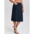 thumbnail image 2 of DARING DIVA Women's A Line Back Waist Knee Length Jean Skirts Small Black Blue, 2 of 7