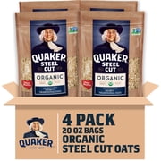 Quaker Steel Cut Oats, USDA Organic, 20 oz Bags, 4 Count