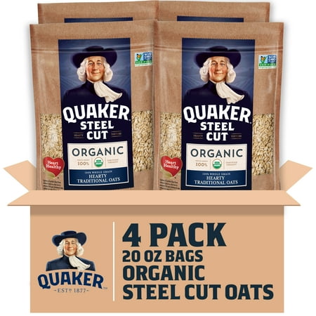 Quaker Steel Cut Oats, USDA Organic, 20 oz Bags, 4 Count