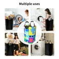 thumbnail image 6 of Waterproof Collapsible Laundry Hamper, Plant Lattice Pattern Aluminum Handle Laundry Bag Storage Basket, 50L, 6 of 6