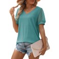 thumbnail image 2 of Coferset Summer Womens Tops V Neck T Shirts Swiss Dot Puff Sleeve Tops Loose Casual Tshirts Blouses for Women, 2 of 7