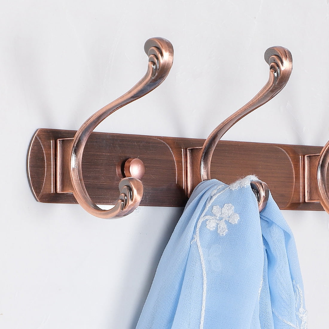 Unique Bargains Plating Dual Zinc Alloy Wall Hook Rack Copper Tone 4 Hooks