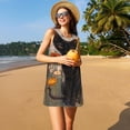 thumbnail image 3 of Fotbe Black Cat in Wildflowers Vestido de Verano sin Mangas para Mujer – Vestido Midi Línea A, Estilo Camiseta Floral, Vestido Playero Casual y Fluido, 3 of 7