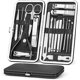 thumbnail image 1 of Kit de manicura y pedicura, cortaúñas de 19 piezas, tijeras para uñas, para llevar a casa o de viaje, herramientas de corte de acero inoxidable, kit de manicura para hombres y mujeres, color negro, 1 of 5