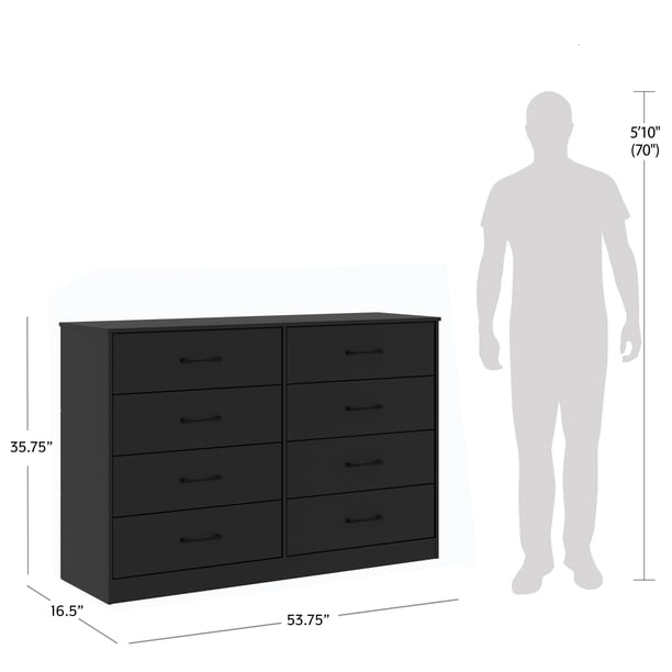 Mainstays Ardent 8 Drawer Dresser, 53 inch Wide, Black